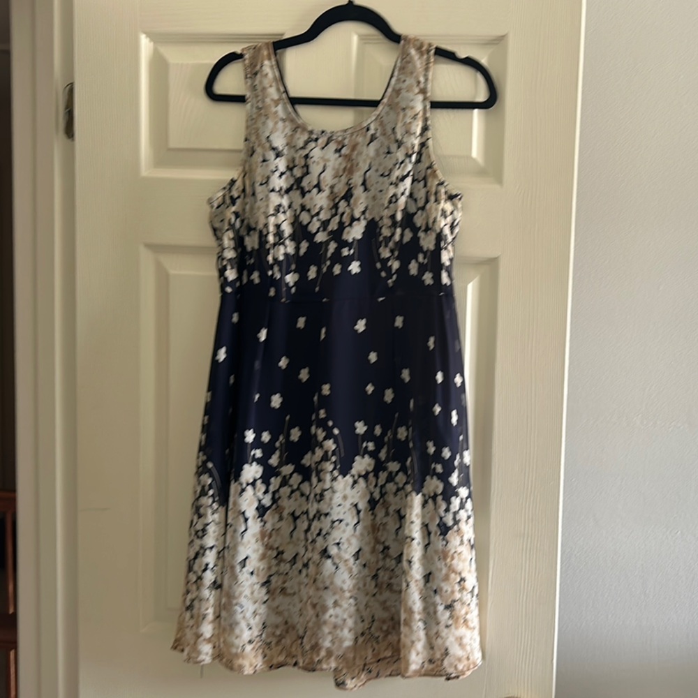 Mystree Navy and Cream Patterned Dress